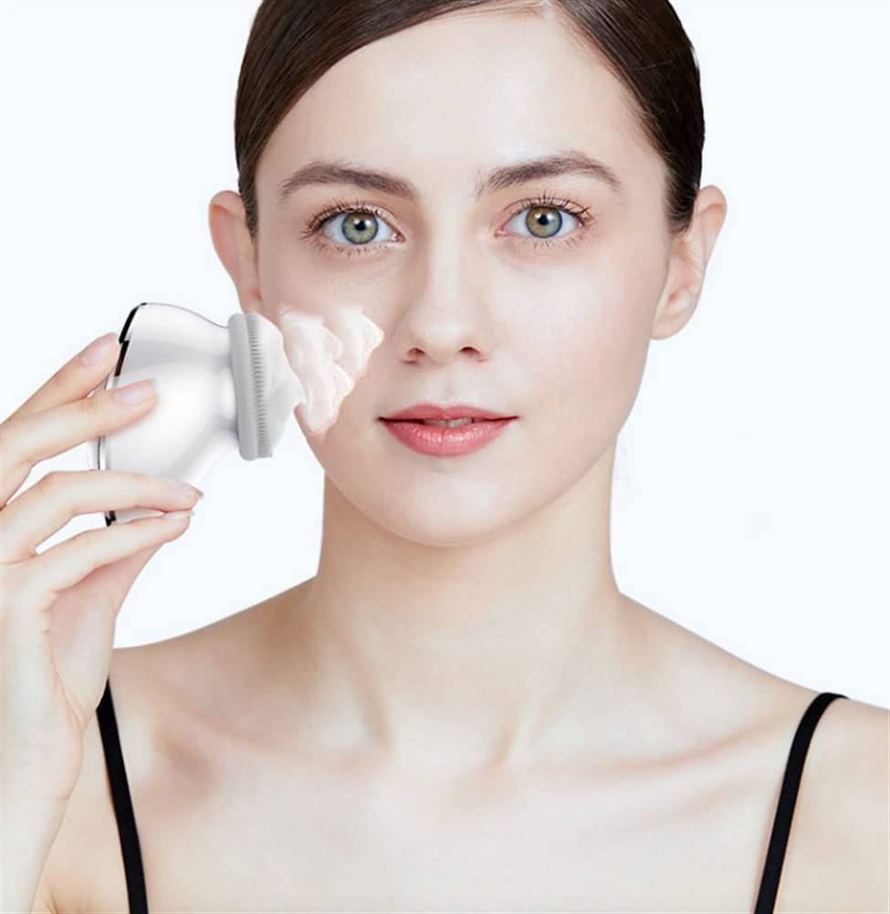 USB Rechargeable Waterproof Facial Cleansing Brush, White