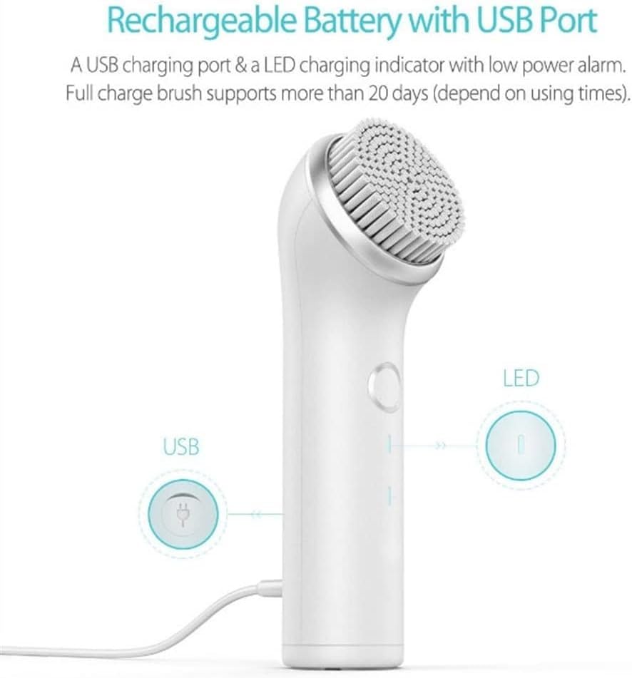 Electric Facial Cleansing Brush with 3 Brush Heads, IPX7 Waterproof