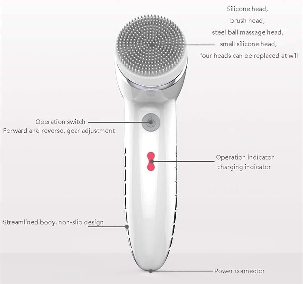 Electric Facial Cleansing Brush Set with 4 Brush Heads