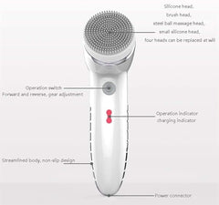 Electric Facial Cleansing Brush Set with 4 Brush Heads