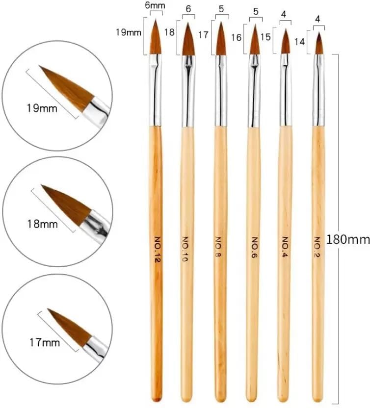 6-Piece Professional Acrylic Nail Brush Set