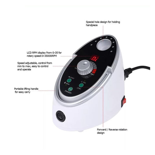 35000 RPM Electric Nail Drill with LCD Display