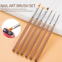 6-Piece Nail Art Brush & Liner Pen Set