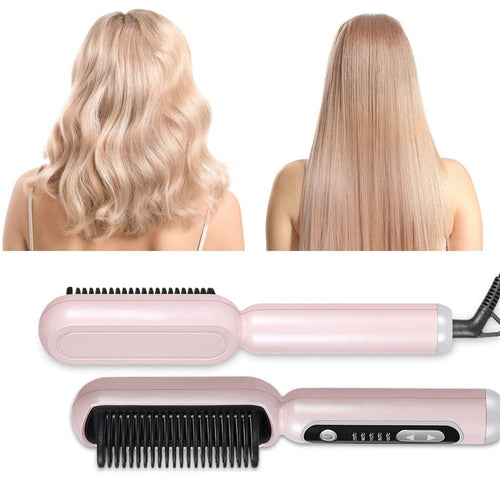 2-in-1 Hair Straightener & Curling Brush