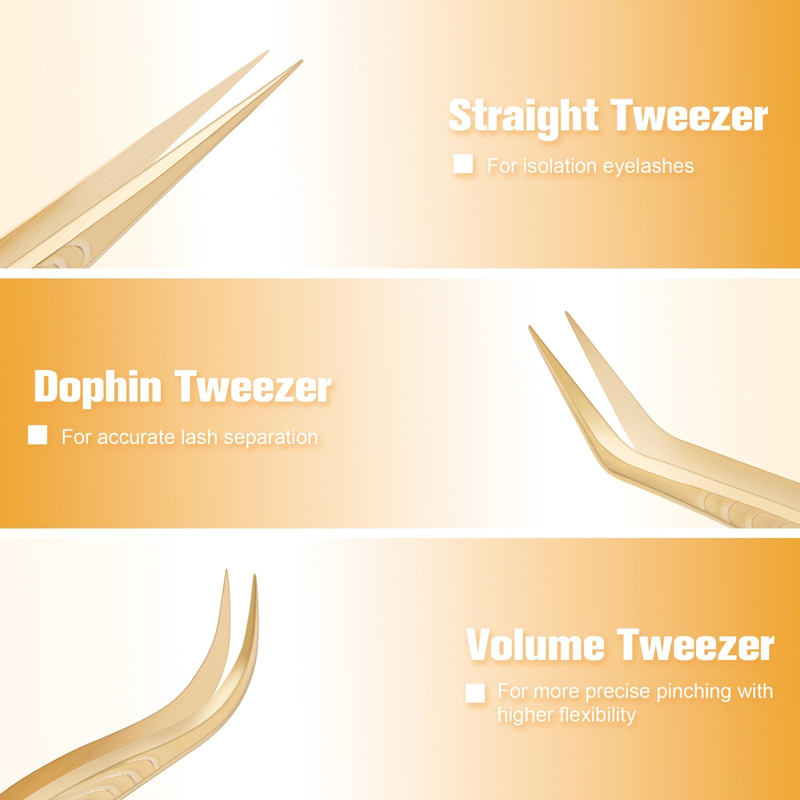5-Piece Professional Lash Extension Tweezer Set