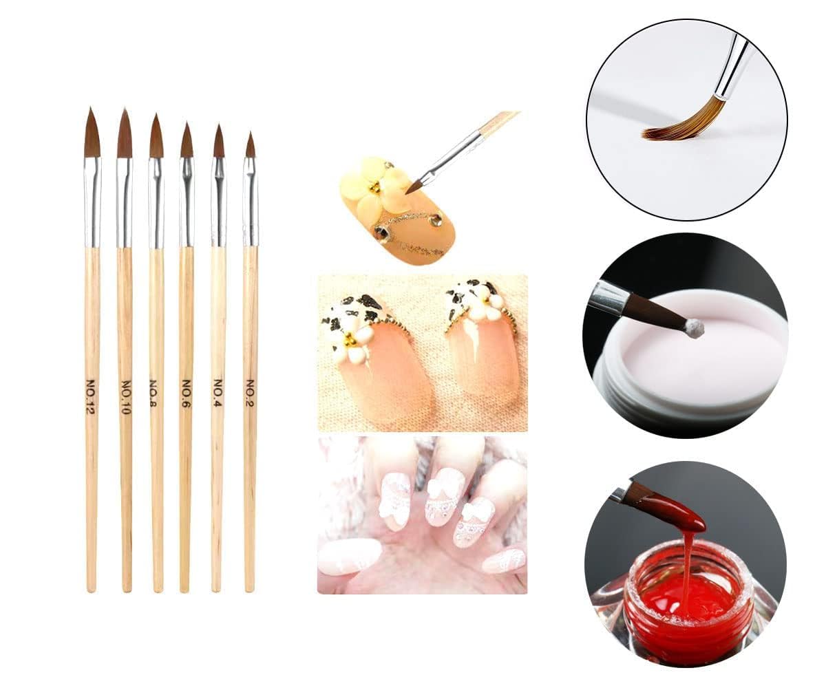 6-Piece Professional Acrylic Nail Brush Set