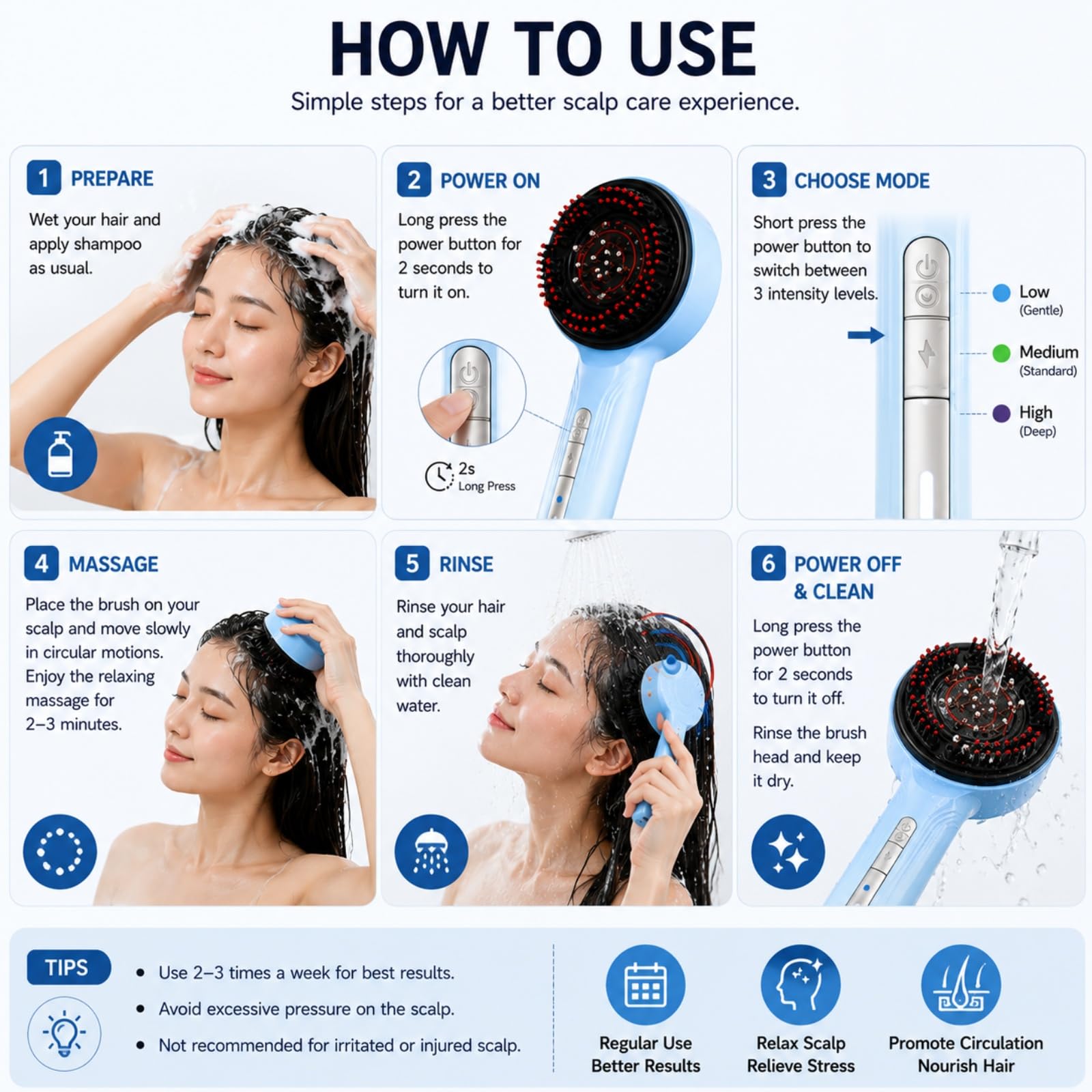 3-in-1 Electric Scalp Massager & Hair Oil Applicator