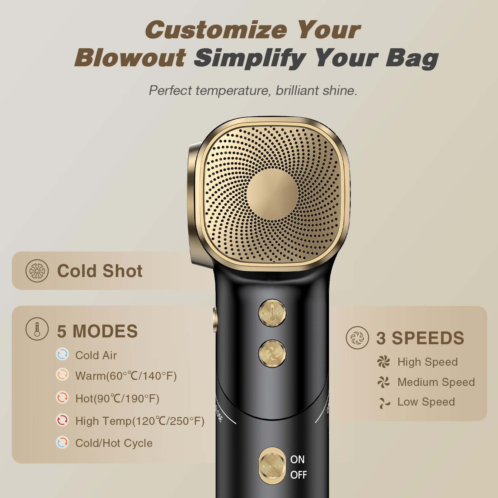 Dual Voltage 1900W Ionic Hair Dryer with Diffuser
