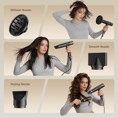 Dual Voltage 1900W Ionic Hair Dryer with Diffuser