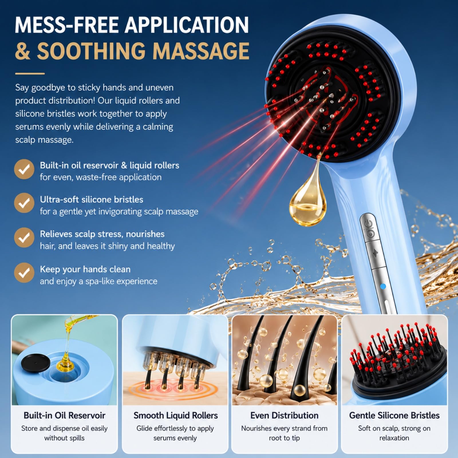 3-in-1 Electric Scalp Massager & Hair Oil Applicator