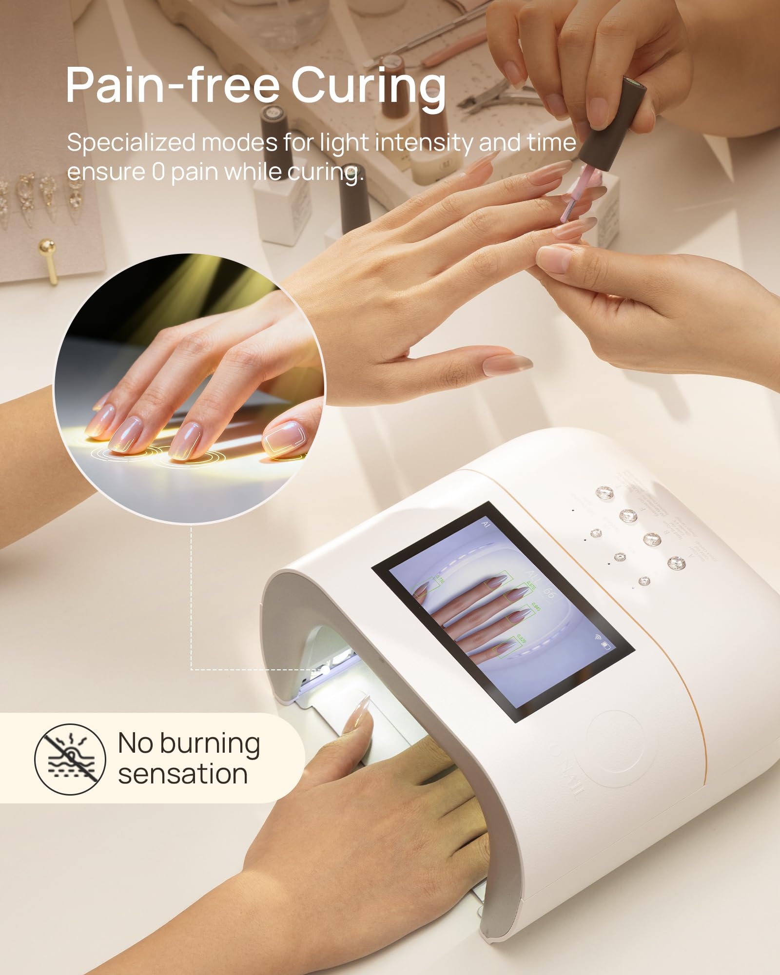 Professional ONAIL Nail Dust Collector AI UV LED Nail Lamp for Gel Nails Professional Electric Nail Drill Machine