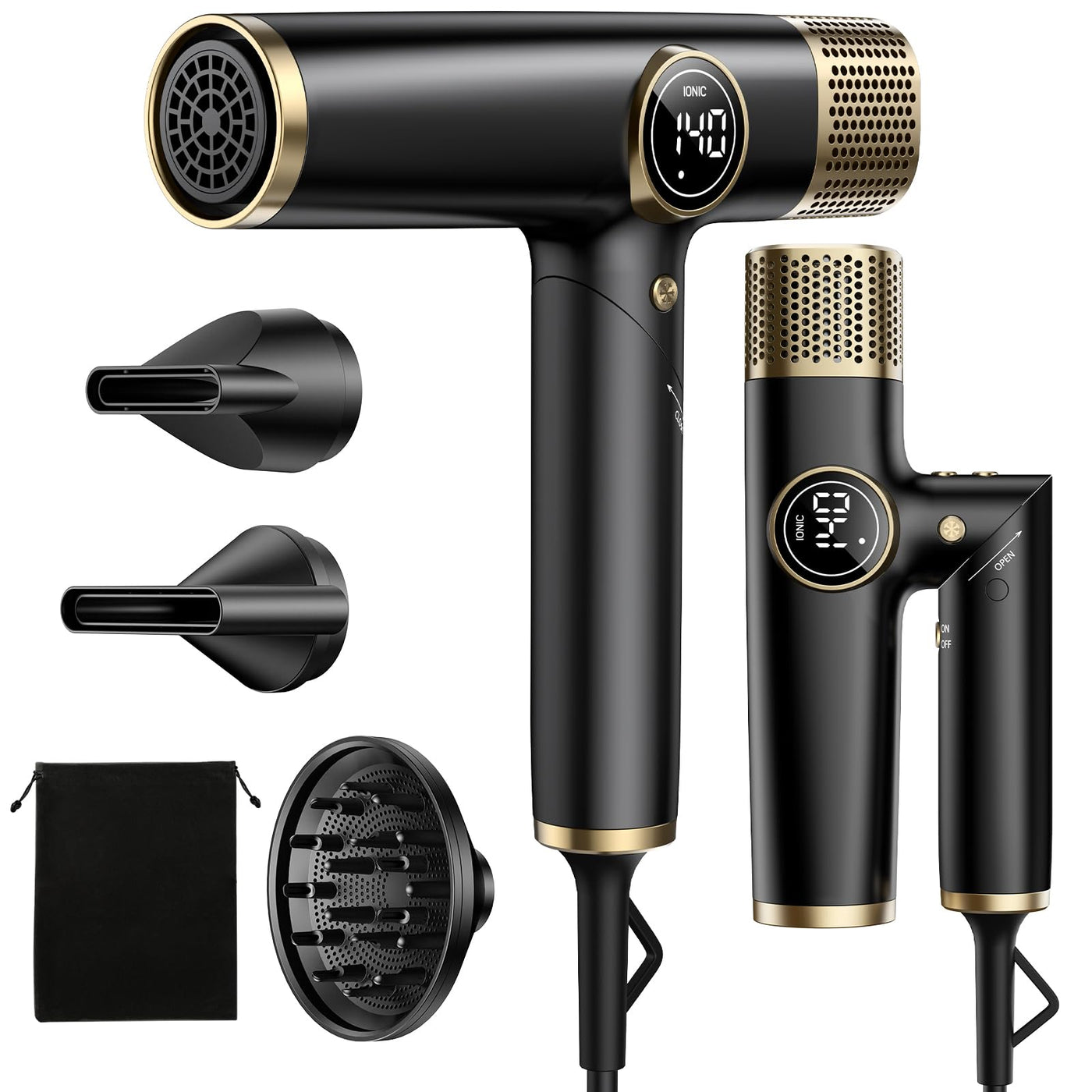 Dual Voltage 1900W Ionic Hair Dryer with Diffuser