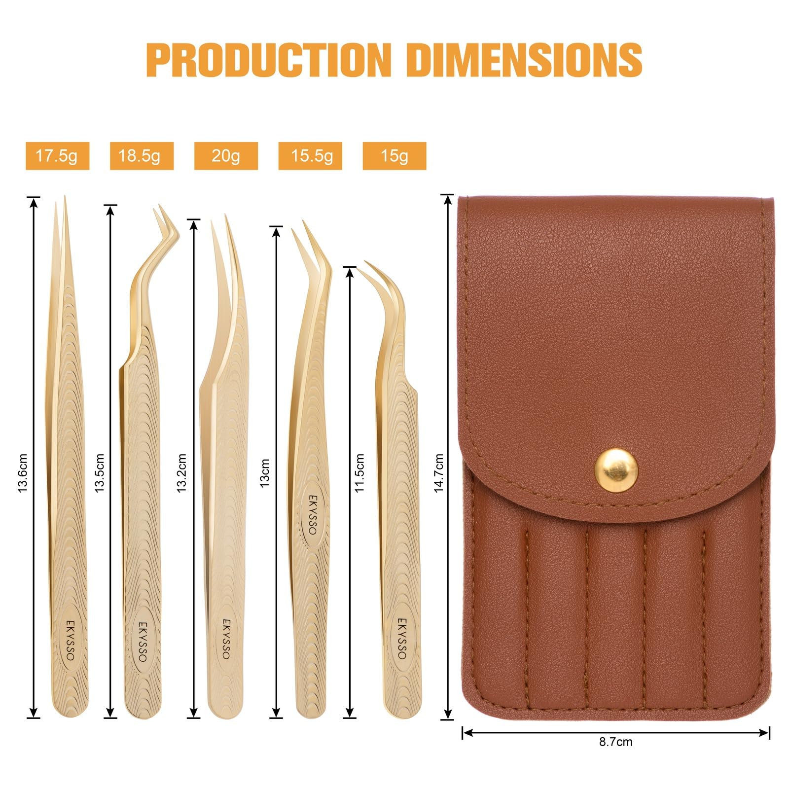 5-Piece Professional Lash Extension Tweezer Set