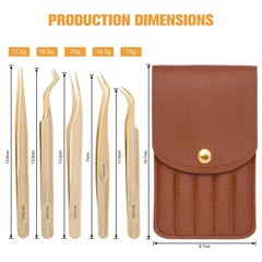 5-Piece Professional Lash Extension Tweezer Set
