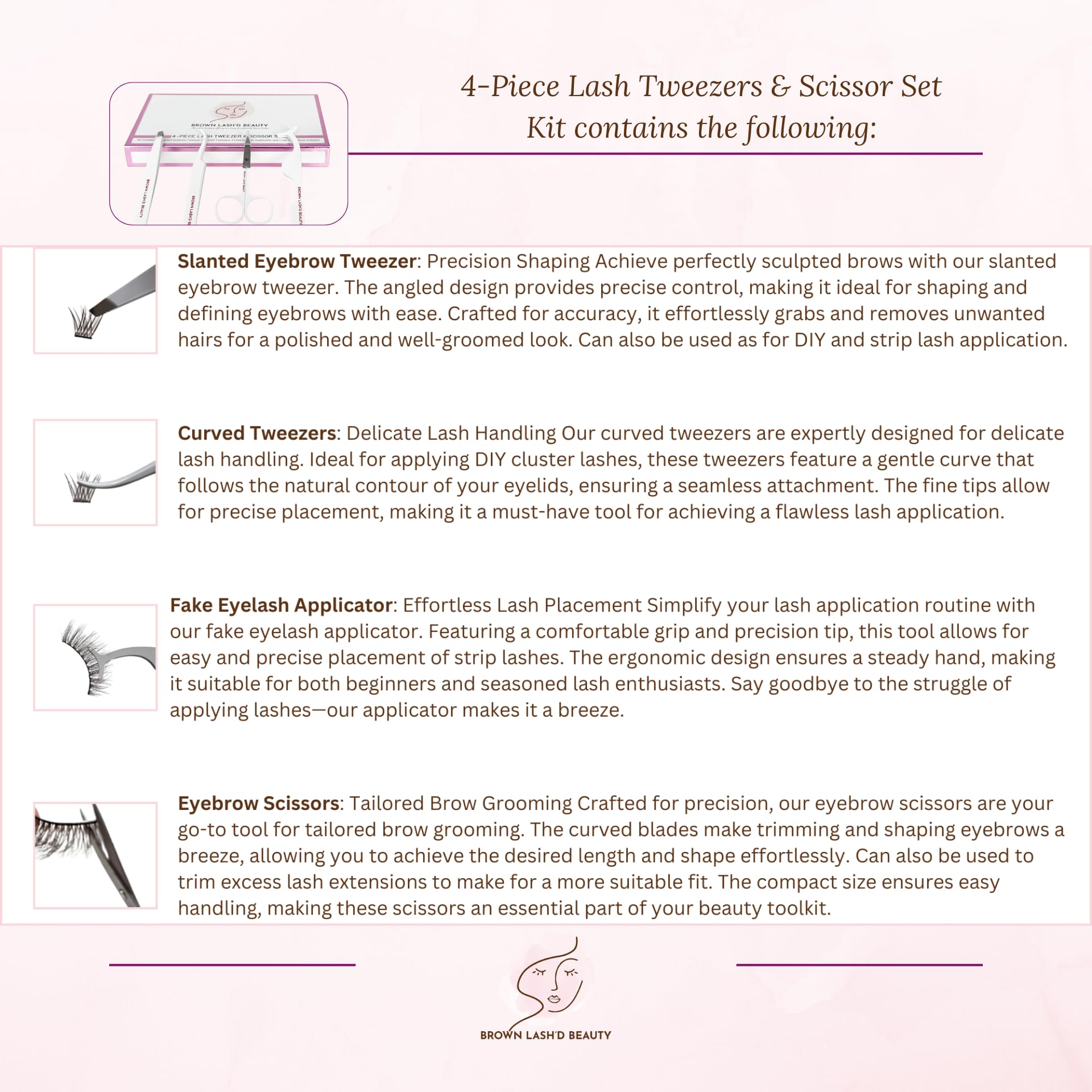4-Piece Lash Tweezer & Scissor Set